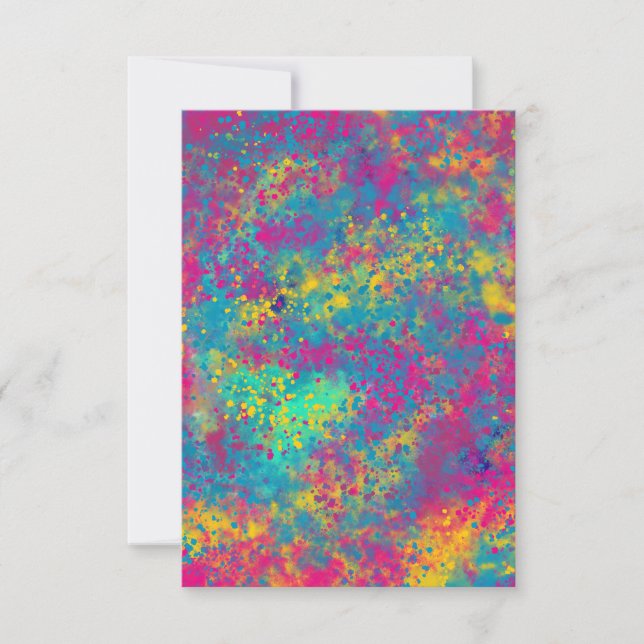 Fun Colorful Neon Paint Splatter Invitation Card (Front)