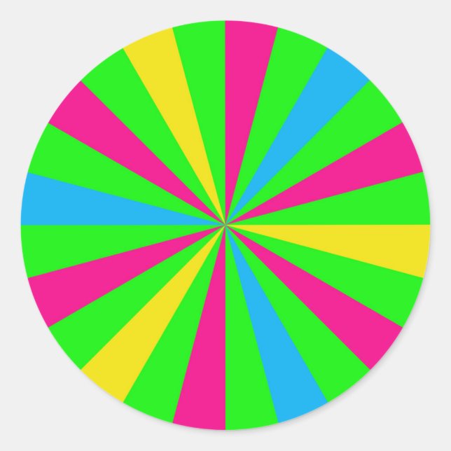 Fun Colorful Neon Sunburst Sticker (Front)