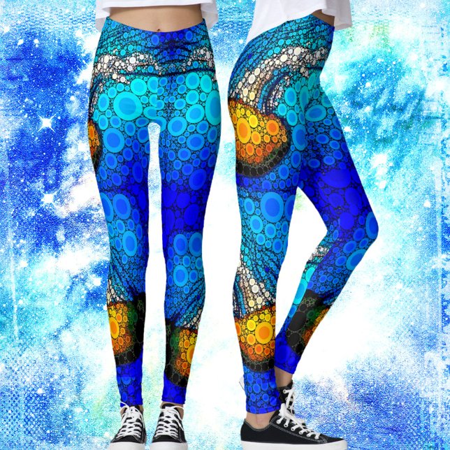 Fun colorful ocean jellyfish chic photo circle art leggings (Creator Uploaded)