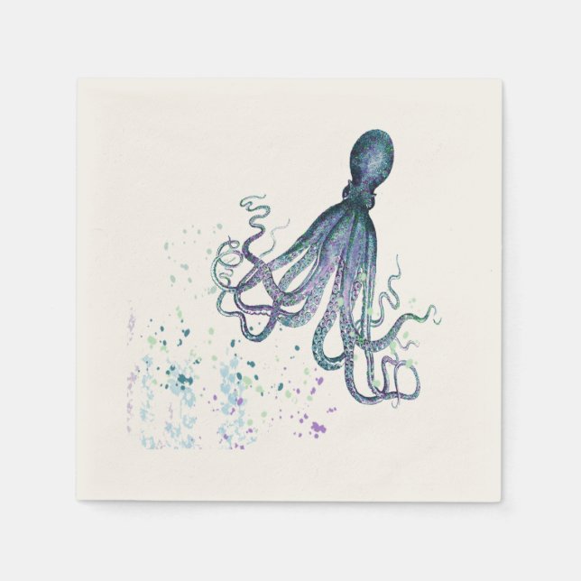 Fun colorful Octopus Ocean animal Nautical Art Napkins (Front)