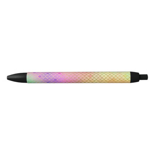 Fun Colorful Ombre Pastel Mermaid Pattern Black Ink Pen