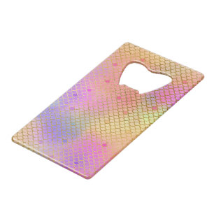 Fun Colorful Ombre Pastel Mermaid Pattern Credit Card Bottle Opener