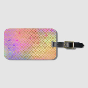 Fun Colorful Ombre Pastel Mermaid Pattern Luggage Tag