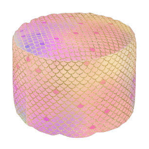 Fun Colorful Ombre Pastel Mermaid Pattern Pouf