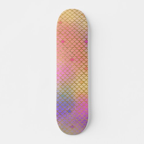 Fun Colorful Ombre Pastel Mermaid Pattern Skateboard