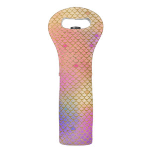 Fun Colorful Ombre Pastel Mermaid Pattern Wine Bag