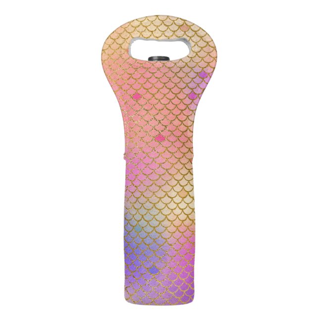 Fun Colorful Ombre Pastel Mermaid Pattern Wine Bag (Front)