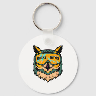 Fun colorful owl wearing ski goggles winter aspen keychain