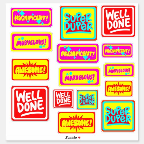 Fun Colorful Pack of Teacher Reward Sticker