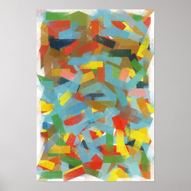 Fun Colorful Paint Daub Rectangles Abstract art Poster (Front)