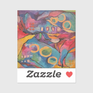 Fun colorful painting by hand on canvas sticker