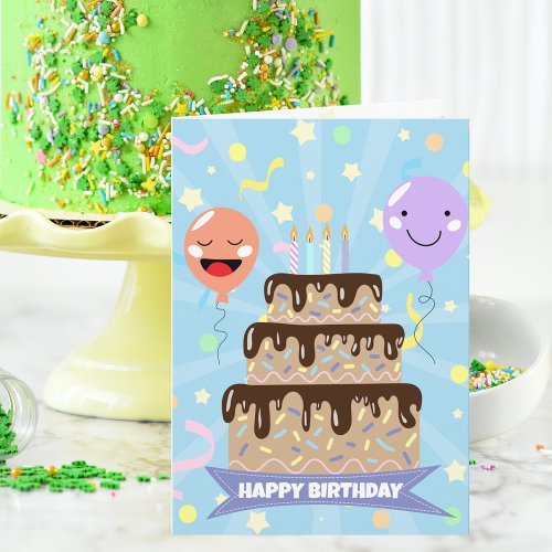 Fun Colorful Party Celebration Happy Birthday Card