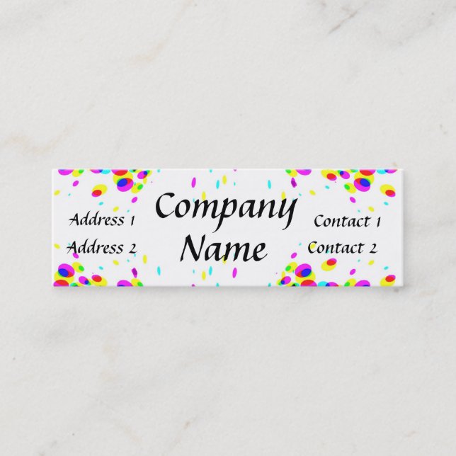 Fun, Colorful Party Confetti Mini Business Card (Front)