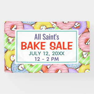 Fun Colorful Pastel Donuts Bake Sale Banner