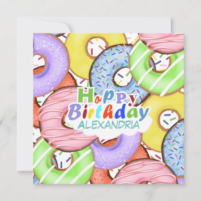 Fun Colorful Pastel Donuts Birthday Card (Front)