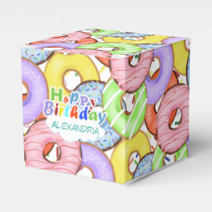 Fun Colorful Pastel Donuts Birthday Favor Boxes