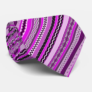 Fun, Colorful, Patterned Purple Stripes Neck Tie
