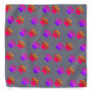Fun colorful paw pattern cay dog animal bandana