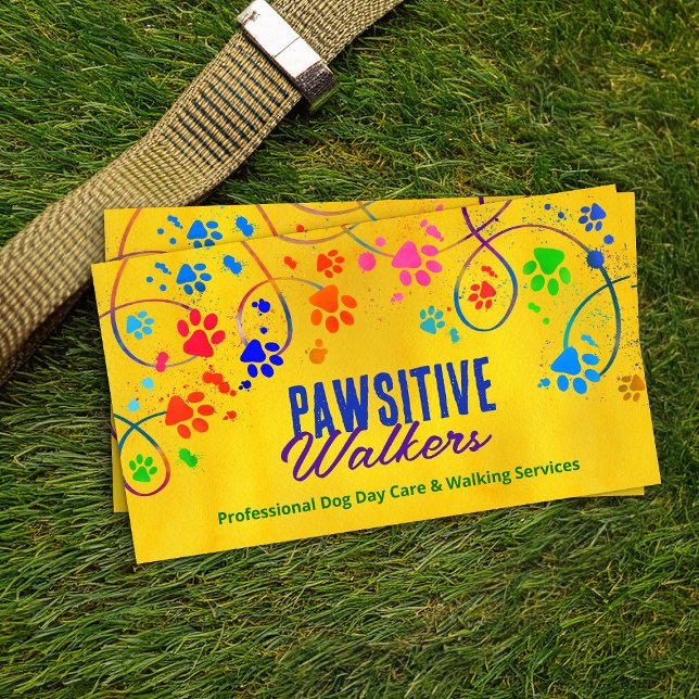 Fun Colorful paw prints trail - Dog Walker Business Card (Creator Uploaded)