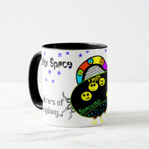 Fun Colorful Peace Happy Spaceship Mug