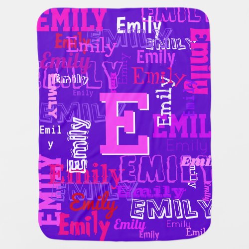 Fun Colorful Personalized and Monogrammed Girls Baby Blanket