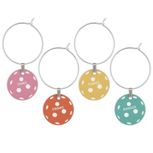 Fun Colorful Personalized Pickleball  Wine Charm