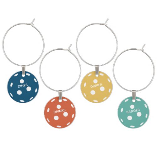 Fun Colorful Personalized Pickleball  Wine Charm