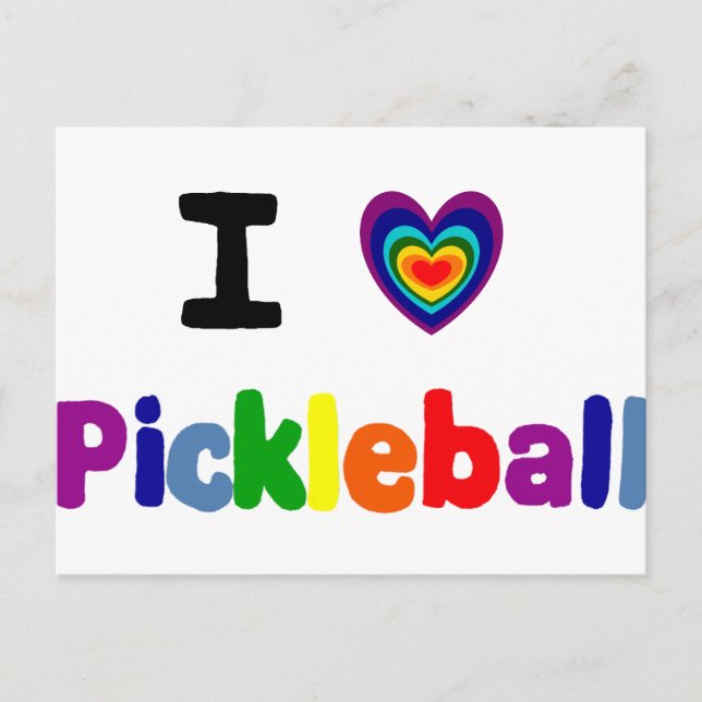 Fun Colorful Pickleball Letters Art Postcard (Front)