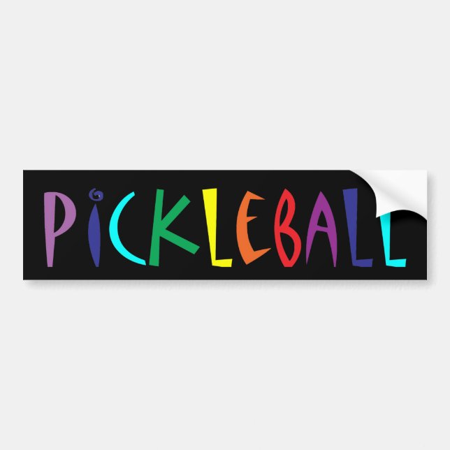 Fun Colorful Pickleball Letters Design Bumper Sticker (Front)