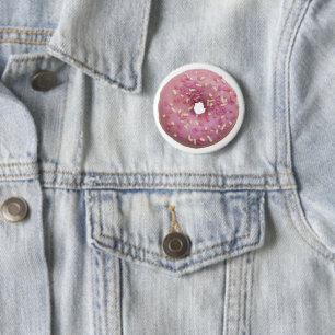 Fun colorful pink donut button