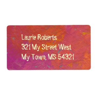 Fun colorful pink orange art painting customized label