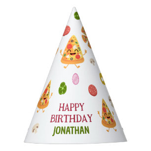 Fun Colorful Pizza Party Kids Birthday Hat