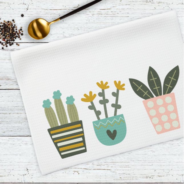 Fun Colorful Plants Cactus Kitchen Towel (Creator Uploaded)