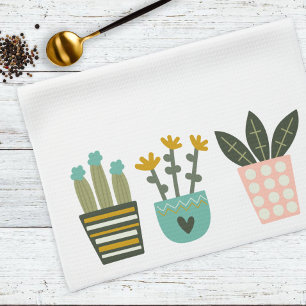 Fun Colorful Plants Cactus Kitchen Towel