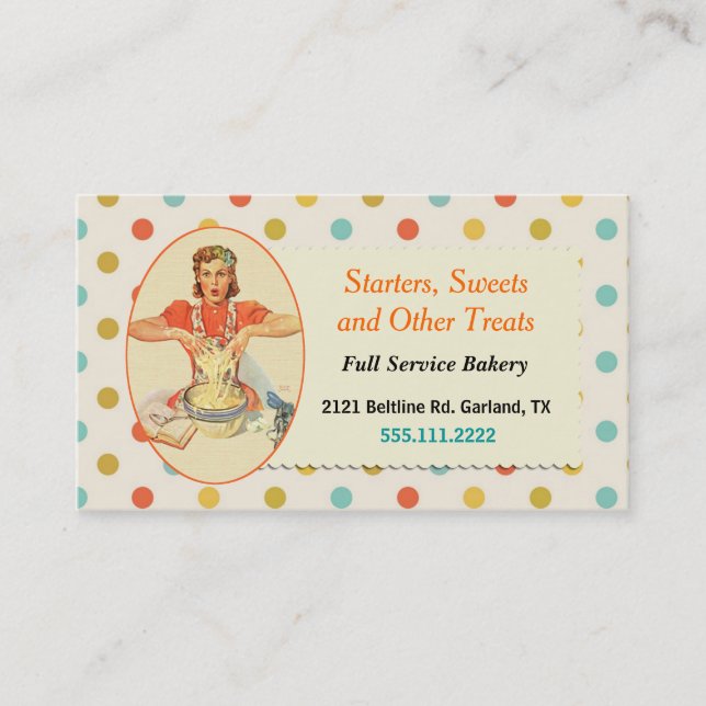 Fun Colorful Polka Dot Cooking Business Card (Front)