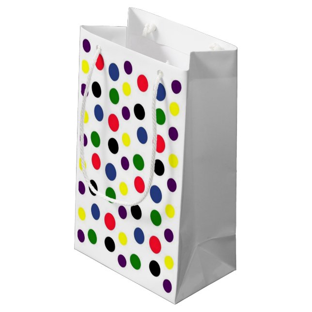 Fun Colorful Polka Dot Small Gift Bag (Back Angled)