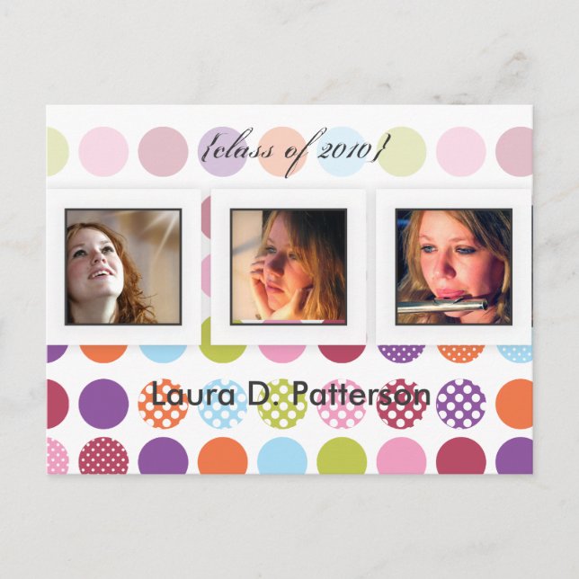 Fun+colorful polka dots, DIY photos postcards (Front)
