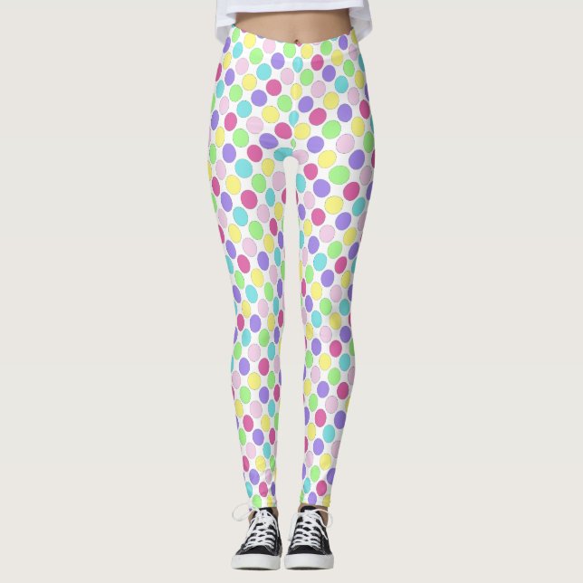 Fun Colorful Polka Dots Leggings (Front)