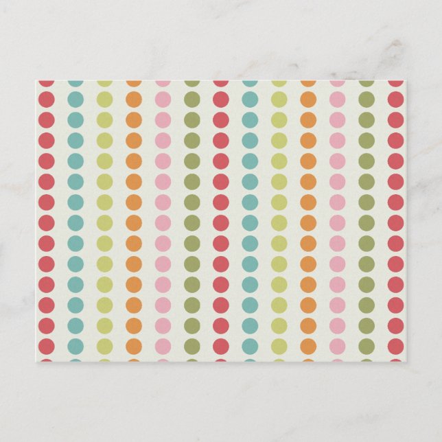 Fun Colorful Polka Dots Lined Up in Rows Postcard (Front)