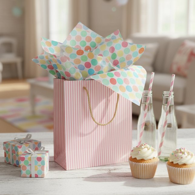 Fun Colorful Polka Dots Pattern On White Tissue Paper (Creator Uploaded)
