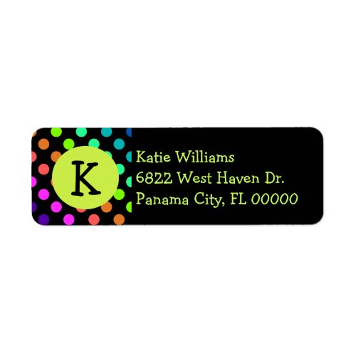 Fun Colorful Polka Dots With Monogram Label