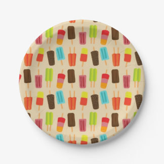 Fun Colorful Popsicles Retro Party Pattern Paper Plates