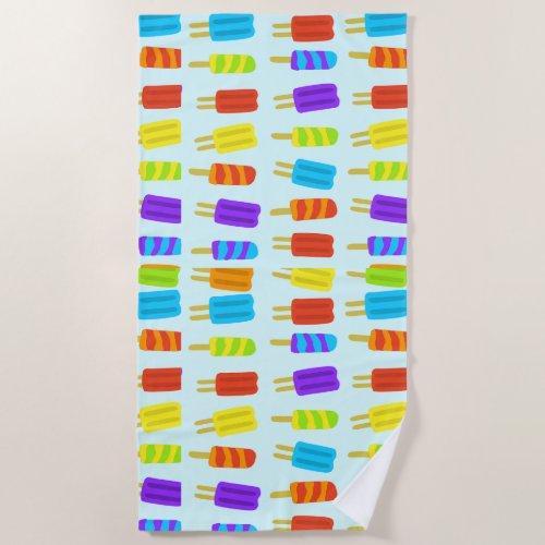 Fun Colorful Popsicles Summer Treat Beach Towel