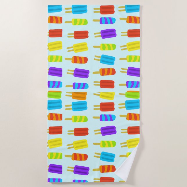 Fun Colorful Popsicles Summer Treat Beach Towel (Front)