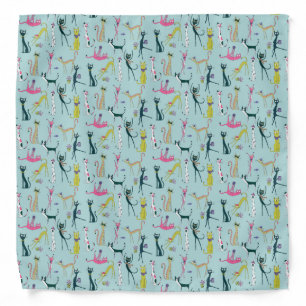 Fun Colorful Quirky Cats Pattern Bandana