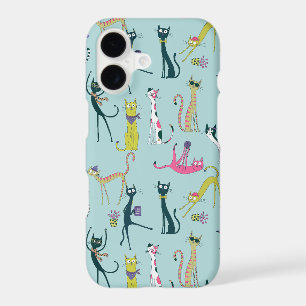 Fun Colorful Quirky Cats Pattern iPhone 17 Case