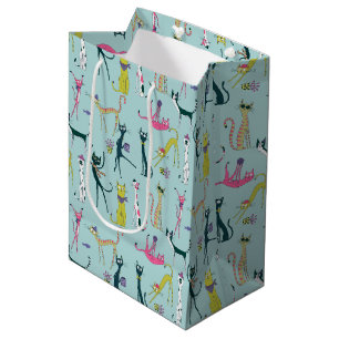 Fun Colorful Quirky Cats Pattern Medium Gift Bag