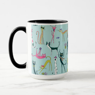 Fun Colorful Quirky Cats Pattern Mug