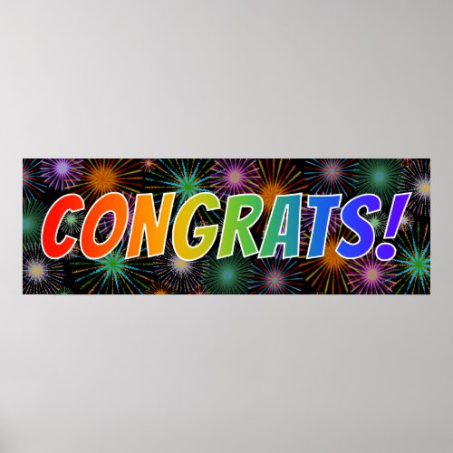 Fun Colorful Rainbow CONGRATS  Fireworks Poster