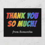 [ Thumbnail: Fun, Colorful, Rainbow Look "Thank You So Much!" Postcard ]